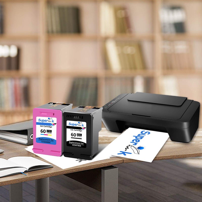 SuperInk Remanufactured Ink Cartridge Replacement for HP 60 60XL CC641WA CC644WA Compatible for Deskjet D1660 D1663 PhotoSmart C4600 C4610 Envy 100 110 All-in-One Printer (1 Black,1 Tri-Color) - Image 5